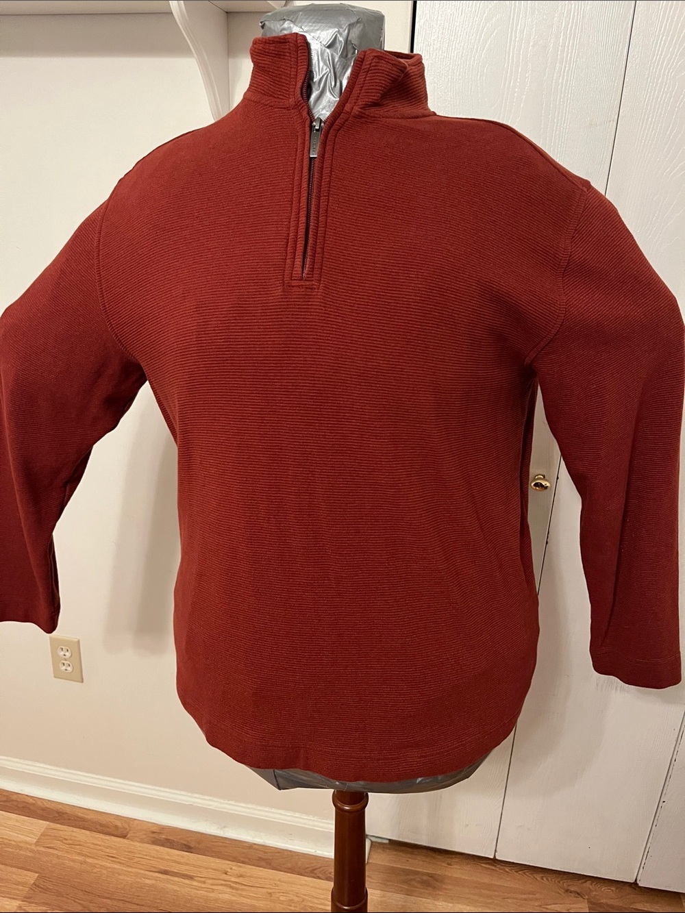 Van Heusen Men's Zip-Neck Sweater in Rust Red